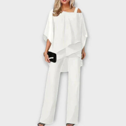 Celeste Elegance: Luxe Chiffon Jumpsuit Set for Effortless Style