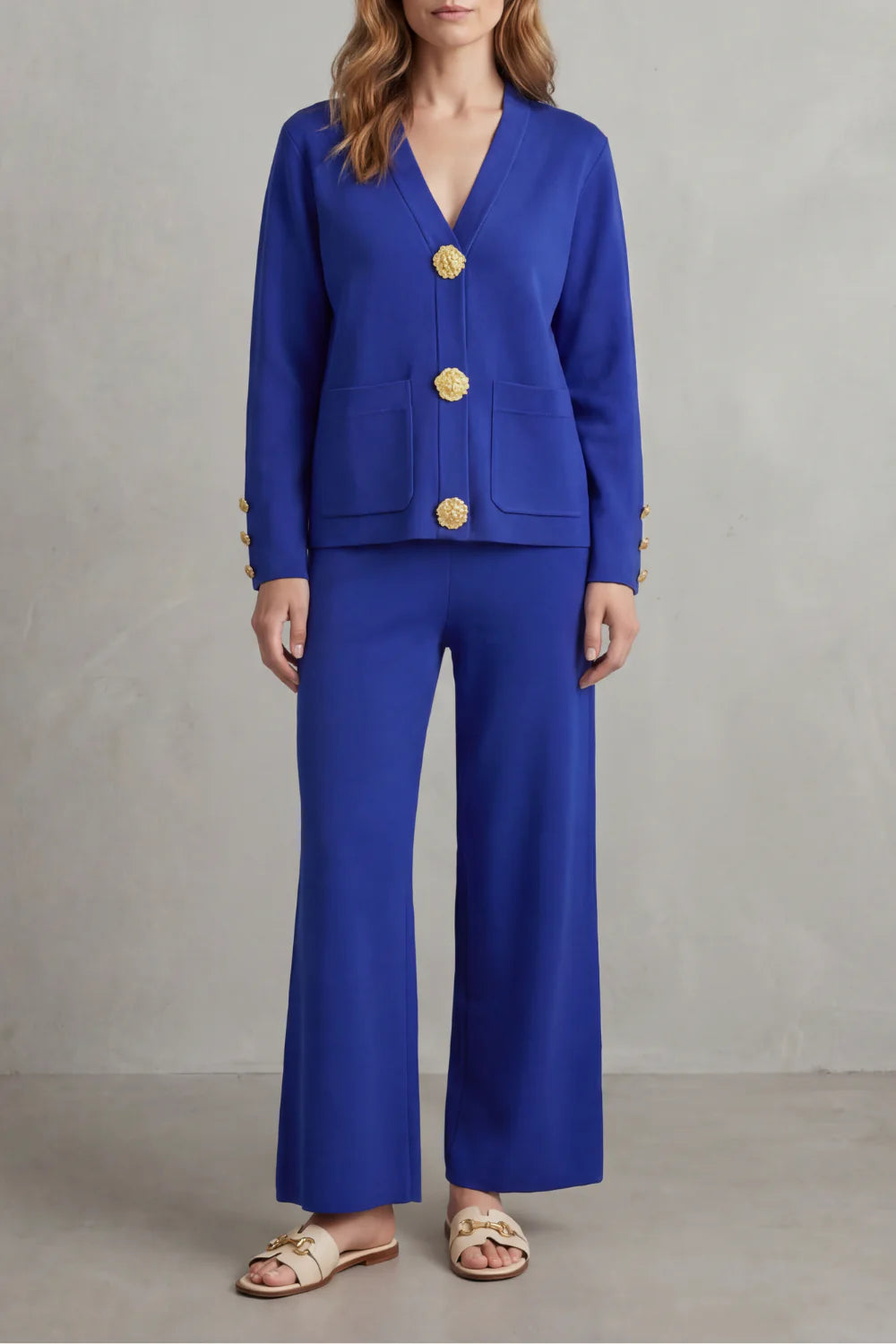 Chic Gold Buttoned Lounge Set - Elevate Your Comfort Fashion