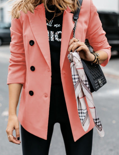 Chic Double-Breasted Button Blazer for Effortless Elegance