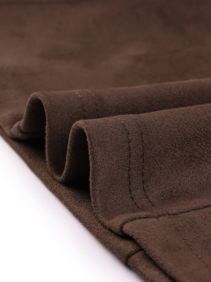 Women's Faux Suede Blazer with Lapel Collar and Long Sleeves, Work-Appropriate Jacket, Size XS, Coffee Color