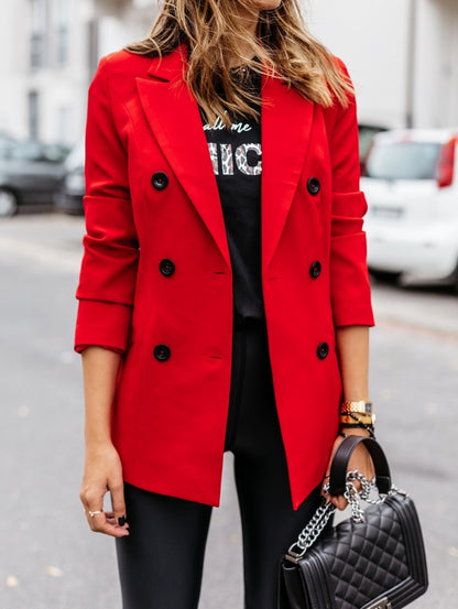 Chic Double-Breasted Button Blazer for Effortless Elegance