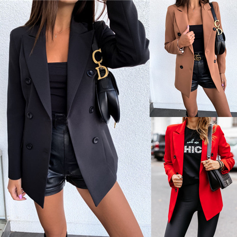 Chic Double-Breasted Button Blazer for Effortless Elegance