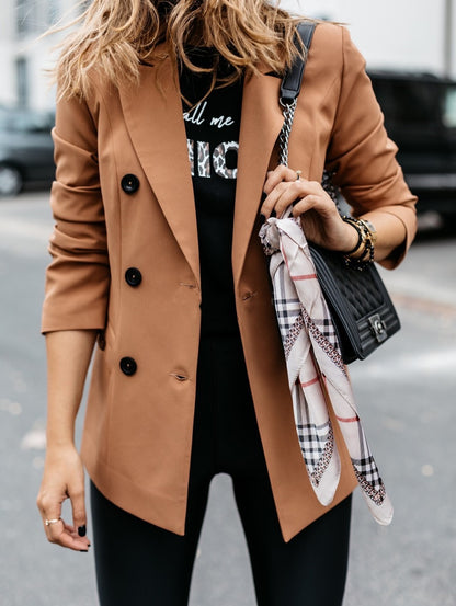 Chic Double-Breasted Button Blazer for Effortless Elegance
