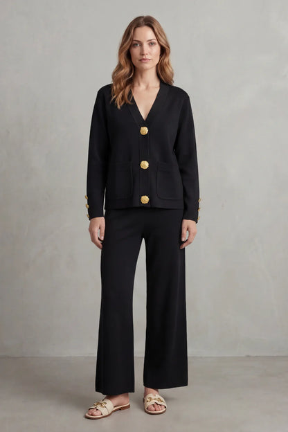 Chic Gold Buttoned Lounge Set - Elevate Your Comfort Fashion