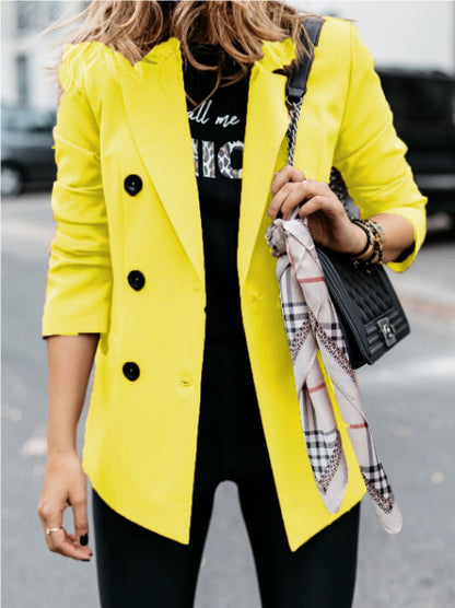 Chic Double-Breasted Button Blazer for Effortless Elegance